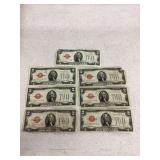 (12) U.S. $2 Red Seal Note (5) Series 1953, (7) Series 1928G