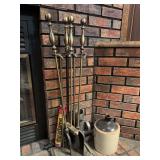 Fireplace Tool Set and Two-Tone Stoneware Jug