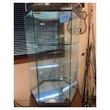 Hexagonal Glass Display Cabinet with Mirrored Base