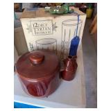 Assorted Ceramic and Glassware Lot including Anchor Hocking Tartan Beverage Set