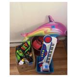 Assorted Toy Lot Including My First Kawasaki Keyboard and Doll Accessories