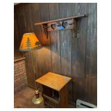 Floor Lamp with Wildlife Shade and Wooden Magazine Side Table with Wall Shelf