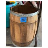 Wooden Stave Barrel with Metal Hoops