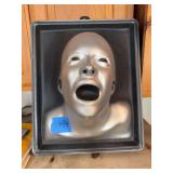 Wall-Mounted Silver Human Face Mask Plaque
