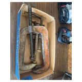 Assorted Tools Including Cincinnati Tool Co. C-Clamps, OTC Multimeter, and Chicago Pneumatic Tool