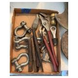 Assorted Hardware and Tool Lot Including Blue-Point Pliers and Shackles