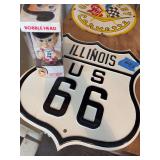 Big Boy Bobblehead and Illinois US 66 Metal Sign