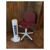 Living Solutions Tower Fan and Rolling Office Chair