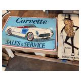 Corvette Sales & Service and Mr. Peanut Advertising Signs