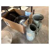 Assorted Metal Kitchenware and Utility Containers