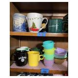 Assorted Collection of Ceramic Mugs, Glassware, and Nesting Bowls