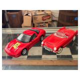 Set of Two Red Chevrolet Corvette Diecast Model Cars