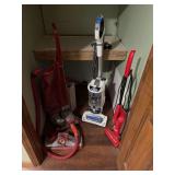 Collection of Three Vacuum Cleaners: Kirby Classic III, Shark Rotator, and Dirt Devil Simpli-Stik