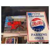 Pepsi-Cola Parking Only Metal Sign and Novelty Mirror