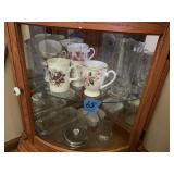Assorted Floral Porcelain Mugs and Glassware Collection
