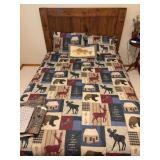 Twin Size Bed Frame with Wood Headboard and Wildlife Pattern Bedding