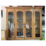 Four-Door Wooden Display Cabinet with Glass Panels