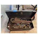 Metal Tool Box with Assorted Hand Tools and Hardware