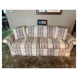 Upholstered Sofa with Striped and Floral Pattern