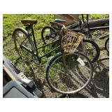 Green Touring Bicycle with Coaster Brake and Wicker Basket