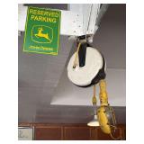 John Deere Reserved Parking Sign and Retractable Cord Work Light