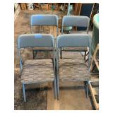 Set of Four Metal Folding Chairs with Padded Seats