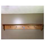 Wall-Mounted Oak Coat Rack with Shelf