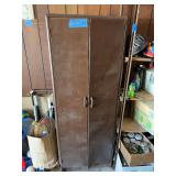 Metal Storage Cabinet with Assorted Household and Shop Supplies