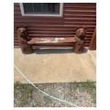 Hand-Carved Wooden Bear Bench