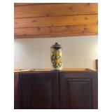 Ceramic Lemon Motif Canister and Geometric Decorative Platter Lot