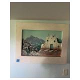 Southwestern Adobe Pueblo Architectural Mixed Media Wall Art