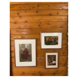 Framed Wildlife and Nature Art Prints Group of Three