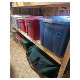 Lot of Holiday Storage Bins with Decor and Lights