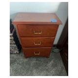 Three-Drawer Wooden Nightstand with Brass-Tone Pull Handles
