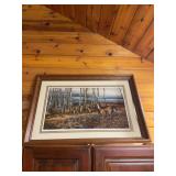 Framed Terry Redlin Print Birch Line 1981 Wildlife Art
