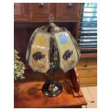 OK Lighting Accent Lamp with Hunting Dog Motif Glass Panels