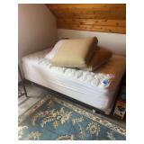 Full Size Mattress with Box Spring, Frame, and Cushions