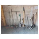 Assorted Long-Handled Yard and Construction Tools Lot