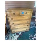 Oak Finish Wooden Dresser with Five Drawers