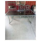 Metal Patio Dining Set with Glass Top Table and Four Chairs