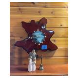 Live Edge Wood Wall Clock with Hand-Painted Landscape Face