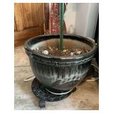 Large Glazed Ceramic Planter Pot with Drip Glaze Finish