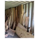 Assorted Hardwood and Plywood Lumber Lot Stored in Container