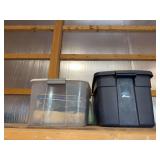 Clear Plastic Storage Bin with Painting Supplies