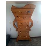 Whimsical Wooden Six-Drawer Dresser with Anthropomorphic Design
