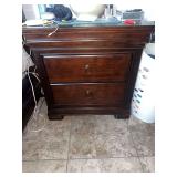 Dark Wood Two-Drawer Nightstand