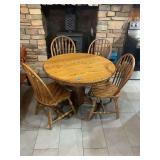 Oak Dining Table and Four Chairs with Two Leaves