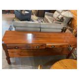 Long Wooden Sofa Table with Lower Shelf and Four Drawers