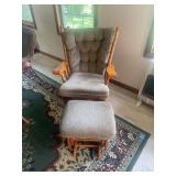 Wooden Glider Rocking Chair with Matching Ottoman and Cushions