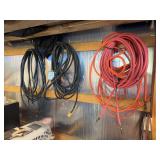 Assorted Heavy Duty Electrical Cords and Pneumatic Hose Lot